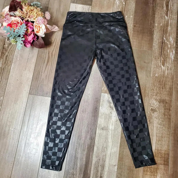 No Boundaries Black Checkered Stretchy Leggings Juniors Size Small 3-5 - Picture 11 of 12